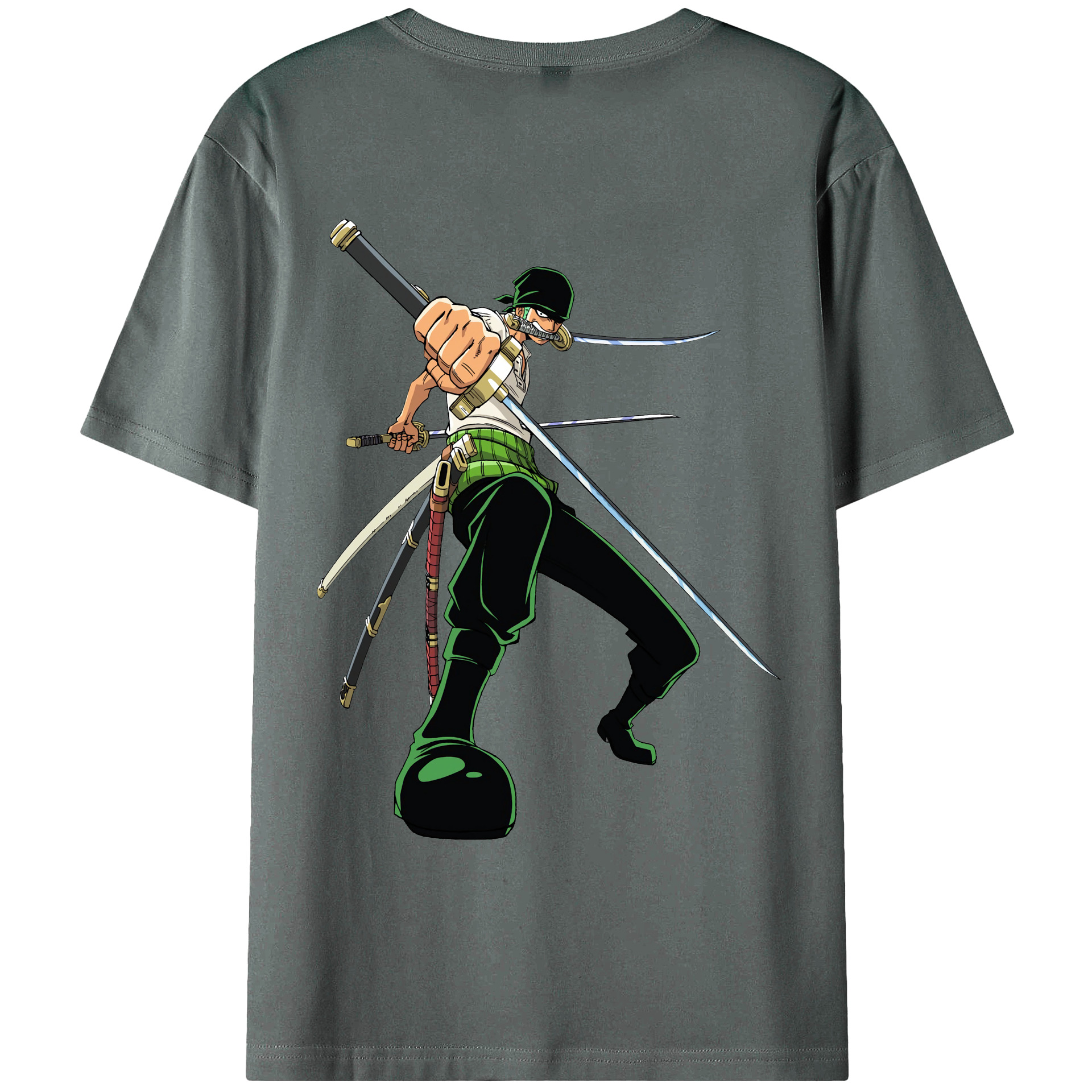 ワンピース ロロノア・ゾロ ONE PIECE Roronoa Zoro 綿100％ メンズ半袖Tシャツ（バックプリント） 通気性